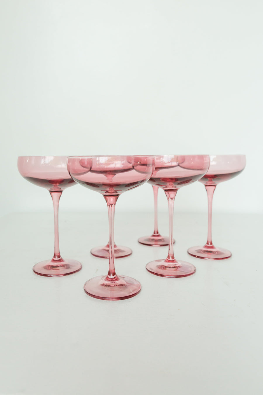Colored Champagne Coupe Stemware - Set of 6 {Rose}.