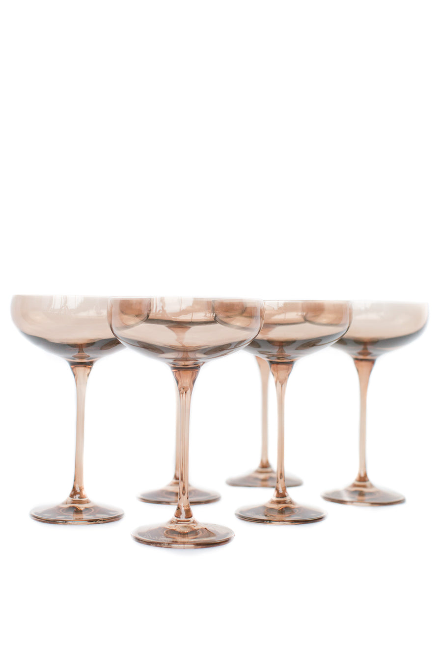 Colored Champagne Coupe Stemware - Set of 6 {Mocha Mousse (Our Amber Smoke)}.