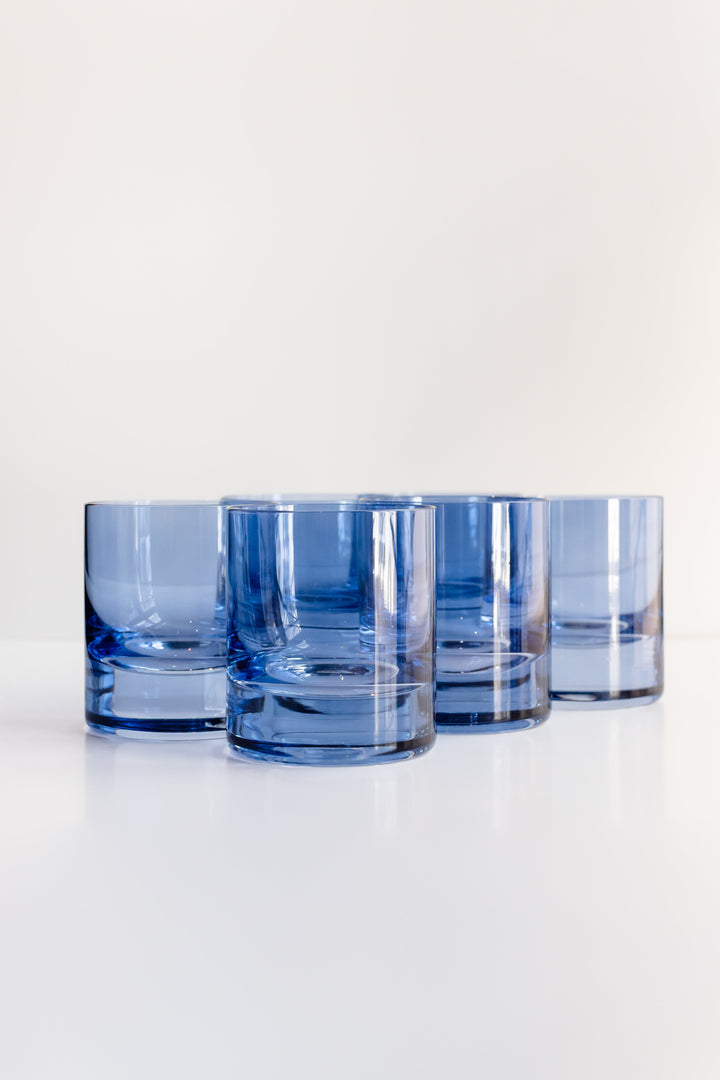 Colored Rocks Glass - Set of 6 {Cobalt Blue}.