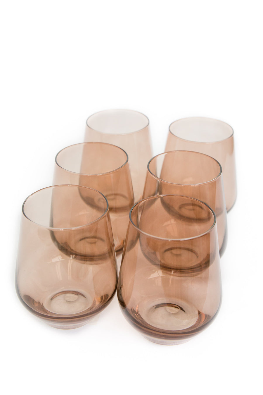 Colored Wine Stemless - Set of 6 {Mocha Mousse (Our Amber Smoke)}.