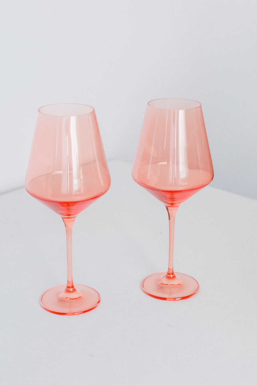 Colored Wine Stemware - Set of 2- Peach Fuzz {Our Coral Peach Pink}.