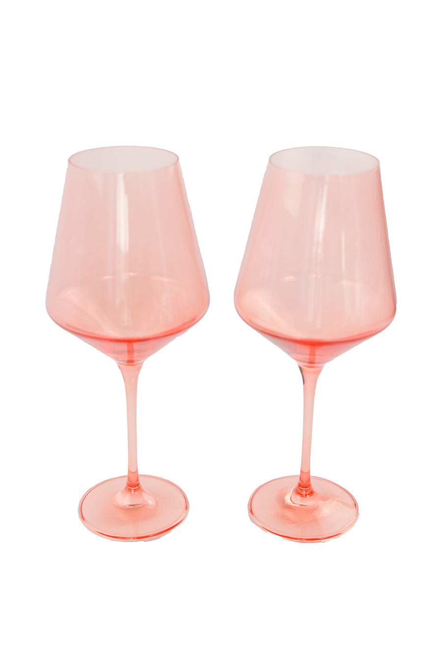 Colored Wine Stemware - Set of 2- Peach Fuzz {Our Coral Peach Pink}.