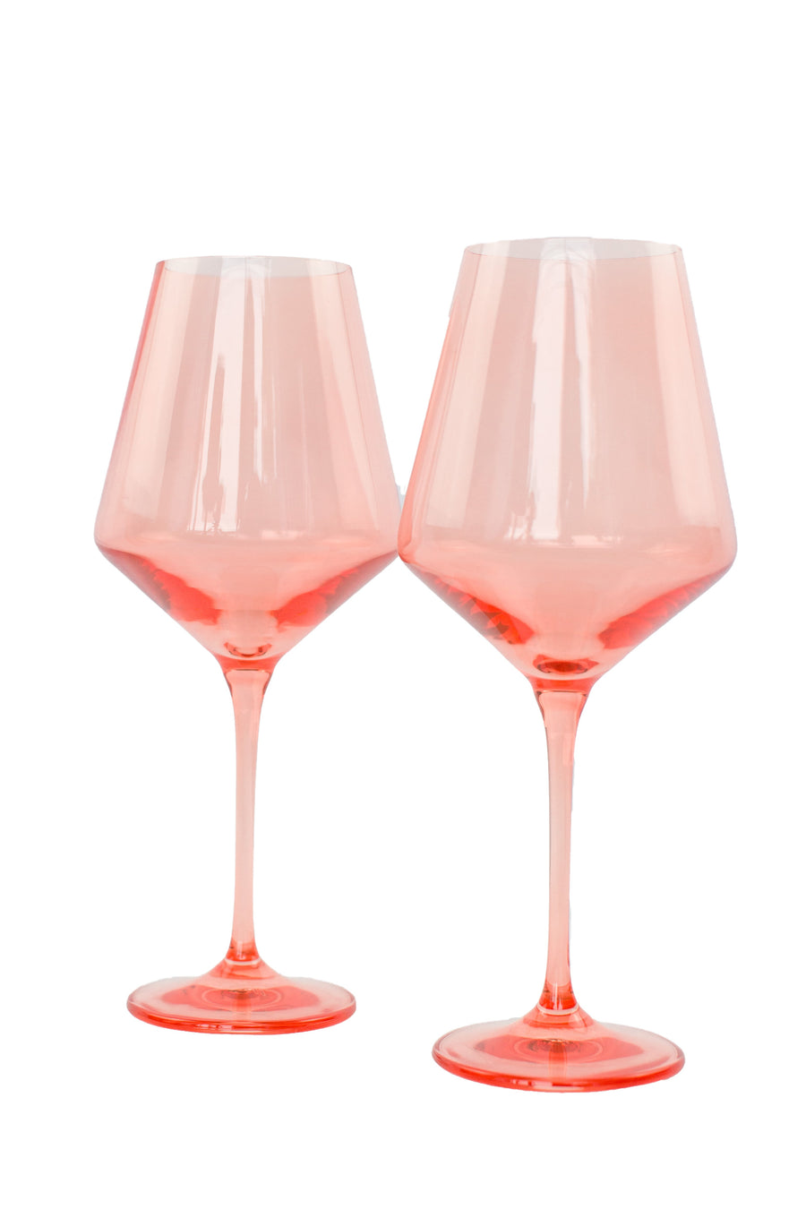 Colored Wine Stemware - Set of 2- Peach Fuzz {Our Coral Peach Pink}.